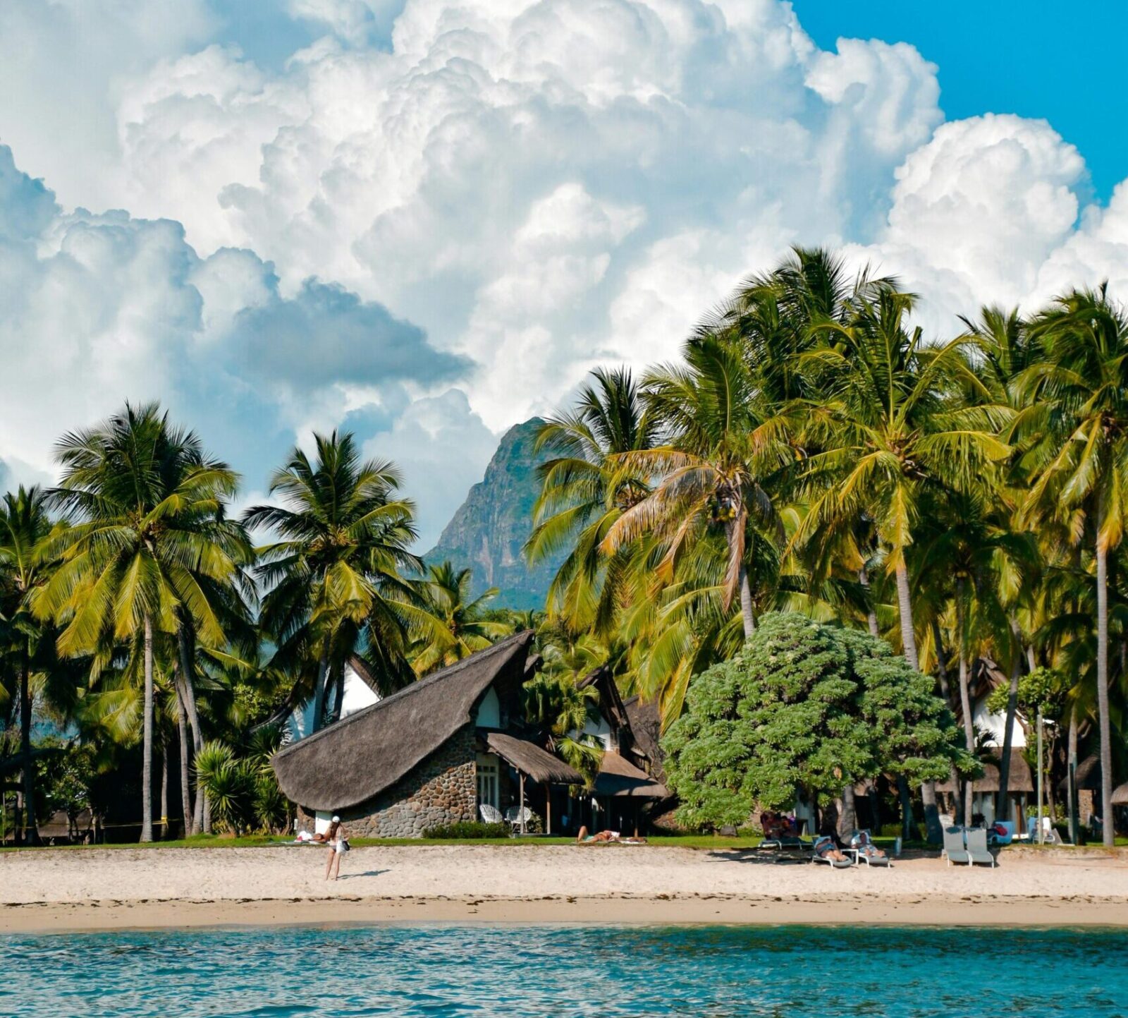 luxe woning op strand met palmbomen tijdens luxe reis